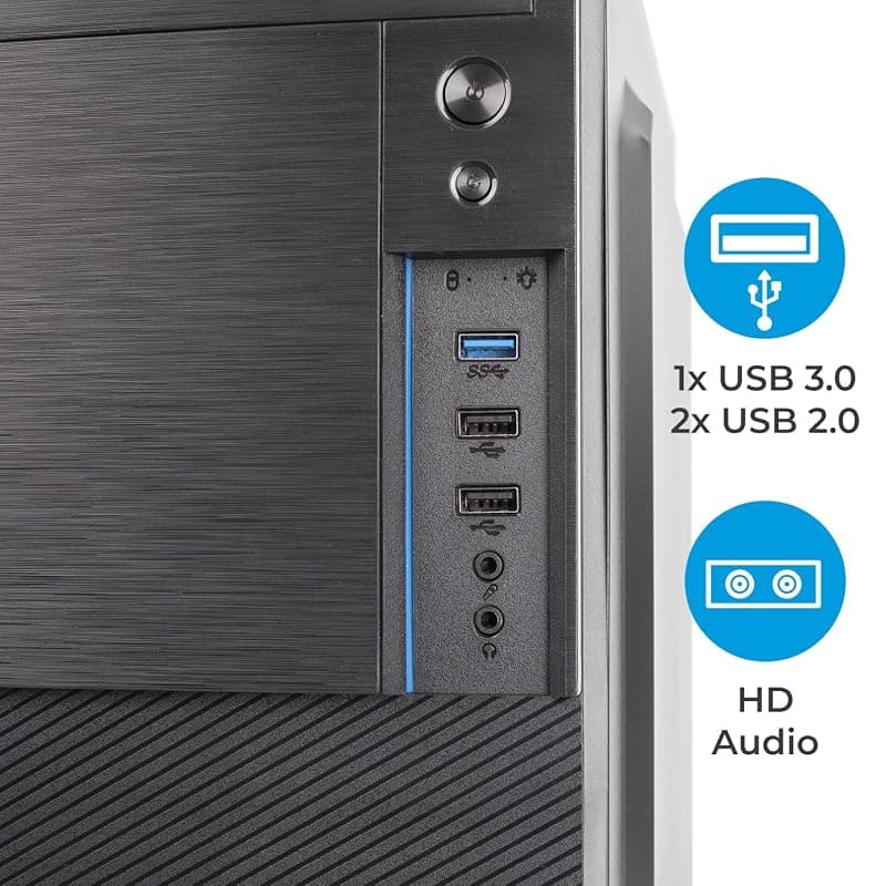 Case VulTech ATX VCO-A1699P Rev. 2.2 con alimentatore 500W, computer case compatto 1x Usb 3.0, 2x Usb 2.0, colore nero — miniatura 5