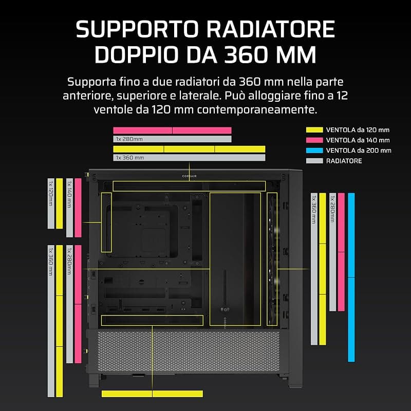 CORSAIR FRAME 4000D RS ARGB Case modulare Mid–Tower ATX per PC – Nero — miniatura 6