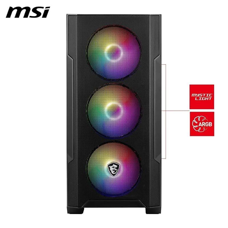 MSI MAG FORGE M100R Mini-Tower PC Case - Vetro temperato, Micro-ATX Mini-ITX, pannello frontale Mesh, 4 ventole ARGB (120mm) con controller Hub, filtro antipolvere magnetico — miniatura 2