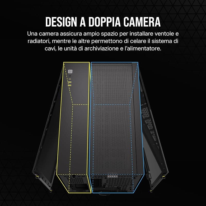 CORSAIR 2500D AIRFLOW mATX PC Case - Nessuna Ventola Inclusa - Design a Doppia Camera - Ampia Flessibilità di Raffreddamento - Compatibile con Schede Madri a Connessione Inversa — miniatura 3