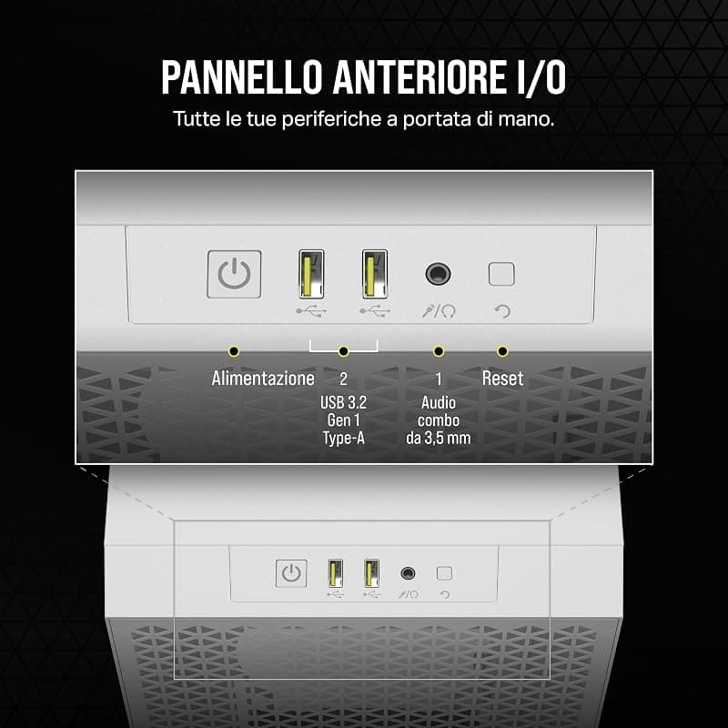 CORSAIR 3000D AIRFLOW Case per PC Mid-Tower – 2 Ventole SP120 ELITE - Supporto di GPU a Quattro Slot – Spazio per Alloggiare Fino a 8 Ventole da 120 mm – Design con Flusso D’aria — miniatura 7