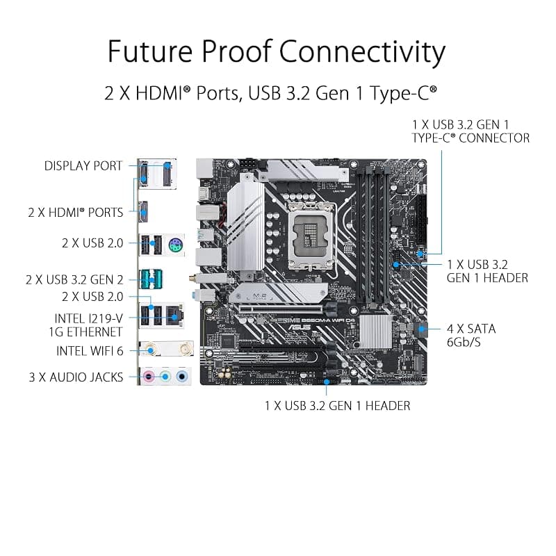 ASUS PRIME B660M-A WIFI D4, Scheda Madre mATX, Slot DDR4, Nera — miniatura 5