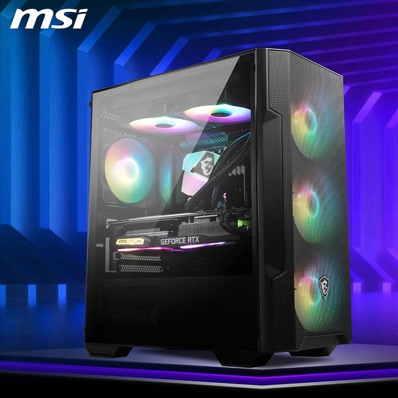 MSI MAG FORGE M100R Mini-Tower PC Case - Vetro temperato, Micro-ATX Mini-ITX, pannello frontale Mesh, 4 ventole ARGB (120mm) con controller Hub, filtro antipolvere magnetico — miniatura 7