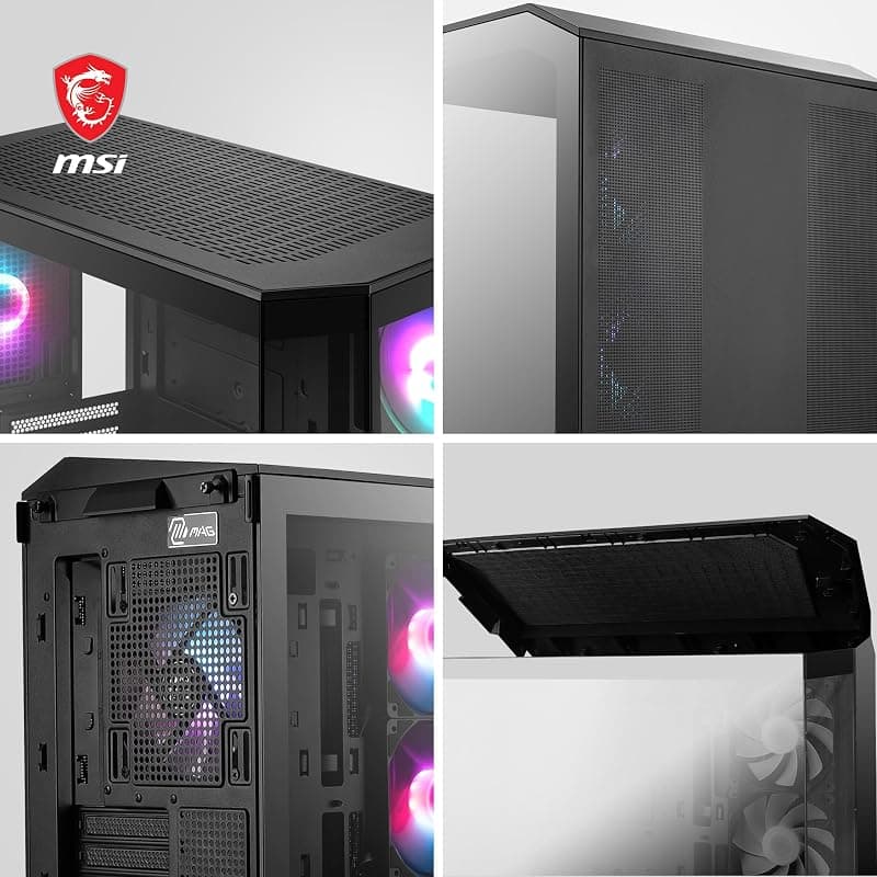 MSI MAG PANO M100R PZ Micro-ATX Case - 3 ventole ARGB da 120 mm e 1 ventola ARGB da 120mm, supporto per GPU, filtri antipolvere, spazio per il routing dei cavi di 33 mm, USB — miniatura 6