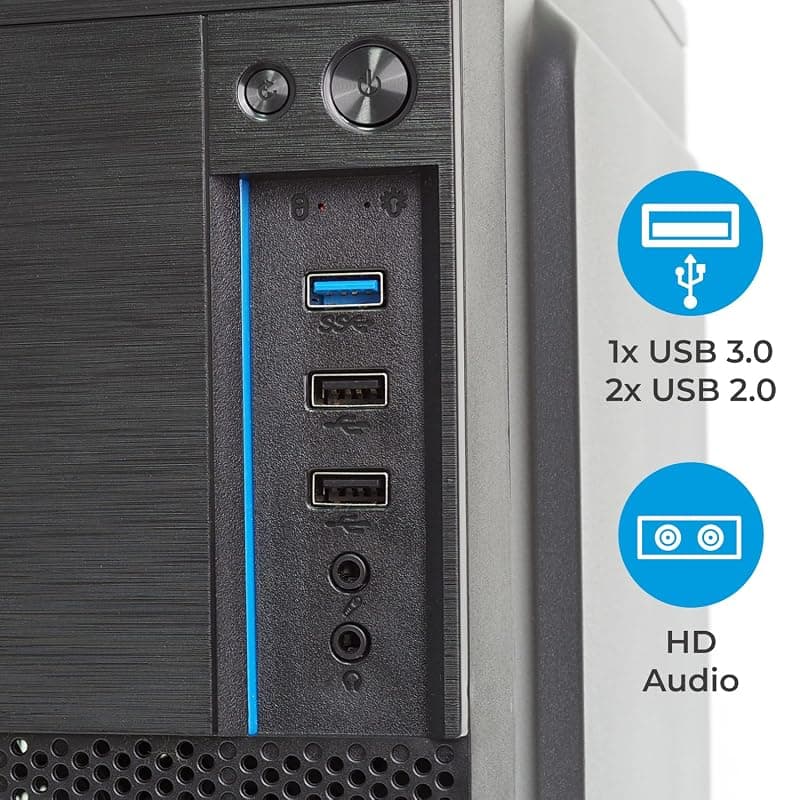 Case VulTech ATX VCO-A1699 Rev. 2.1 senza alimentatore, computer case compatto 2x Usb 2.0, 1x Usb 3.0, colore nero — miniatura 5