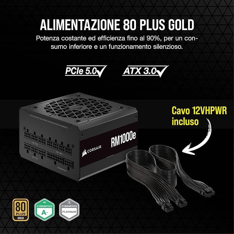 Corsair Alimentatore RM1000e ATX 1000W Fan 12CM 80+ Gold CP-9020264-EU — miniatura 4