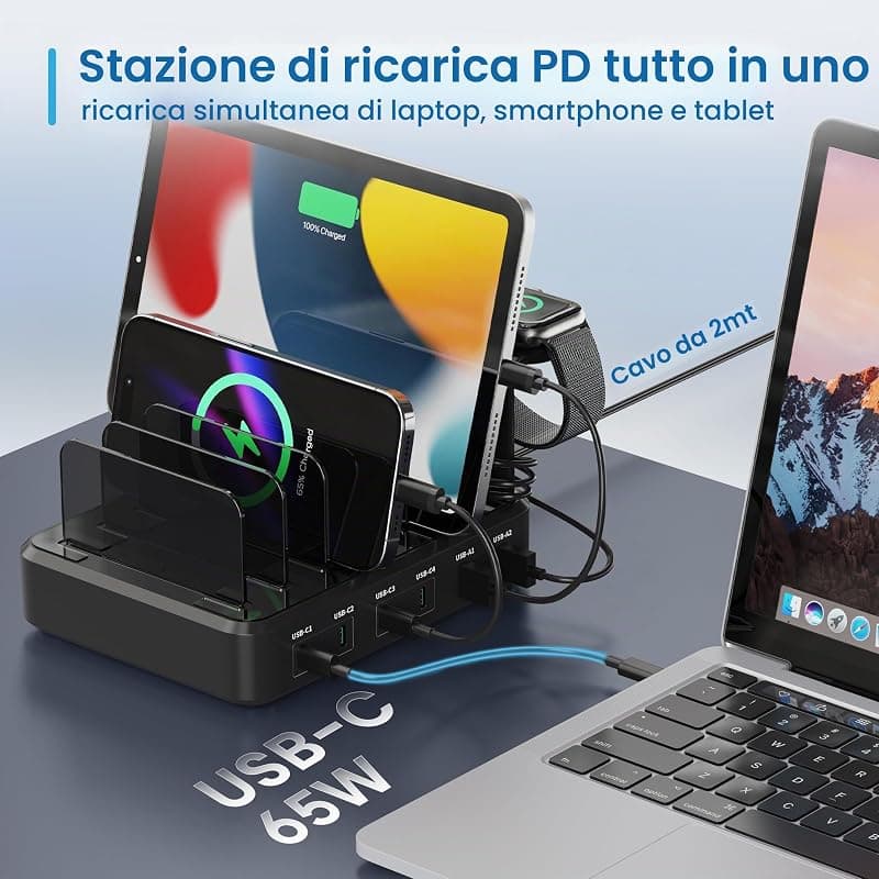 Ewent Docking USB Charging 130W 6-USB Port EW1335 — miniatura 2