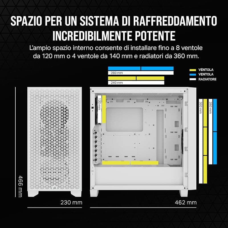 CORSAIR 3000D AIRFLOW Case per PC Mid-Tower – 2 Ventole SP120 ELITE - Supporto di GPU a Quattro Slot – Spazio per Alloggiare Fino a 8 Ventole da 120 mm – Design con Flusso D’aria — miniatura 3