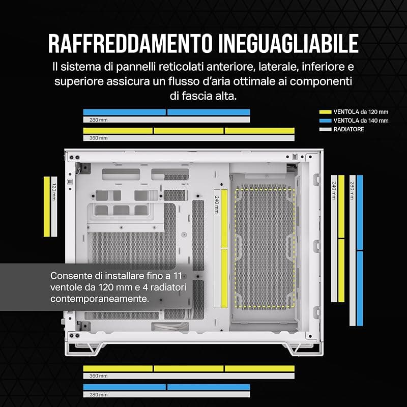CORSAIR 2500D AIRFLOW mATX PC Case - Nessuna Ventola Inclusa - Design a Doppia Camera - Ampia Flessibilità di Raffreddamento - Compatibile con Schede Madri a Connessione Inversa — miniatura 5