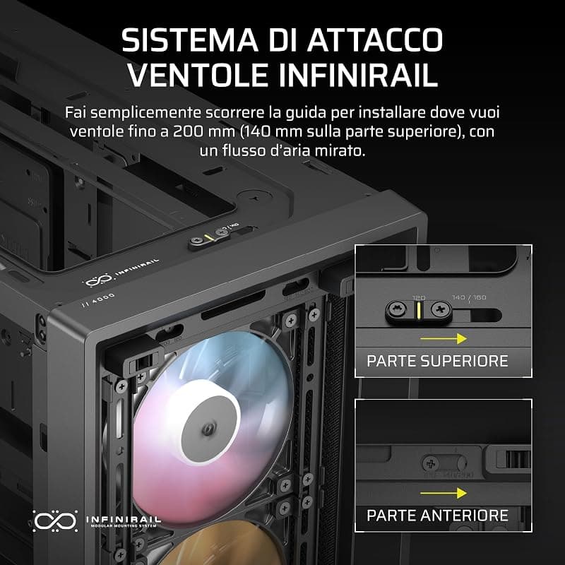 CORSAIR FRAME 4000D RS ARGB Case modulare Mid–Tower ATX per PC – Nero — miniatura 5