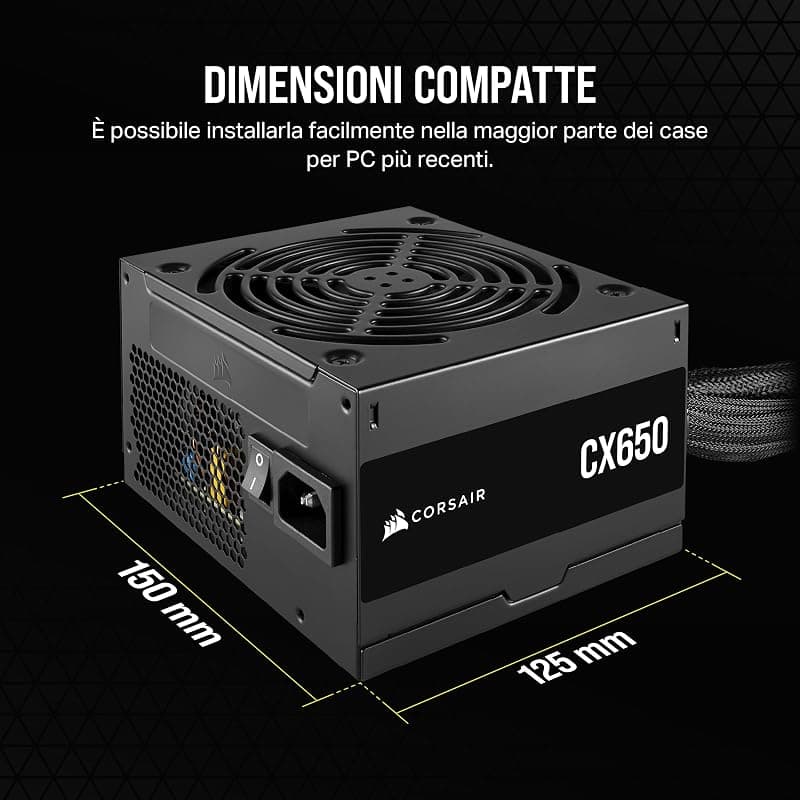 CORSAIR CX650 ATX 650W Alimentazione – Nero — miniatura 5