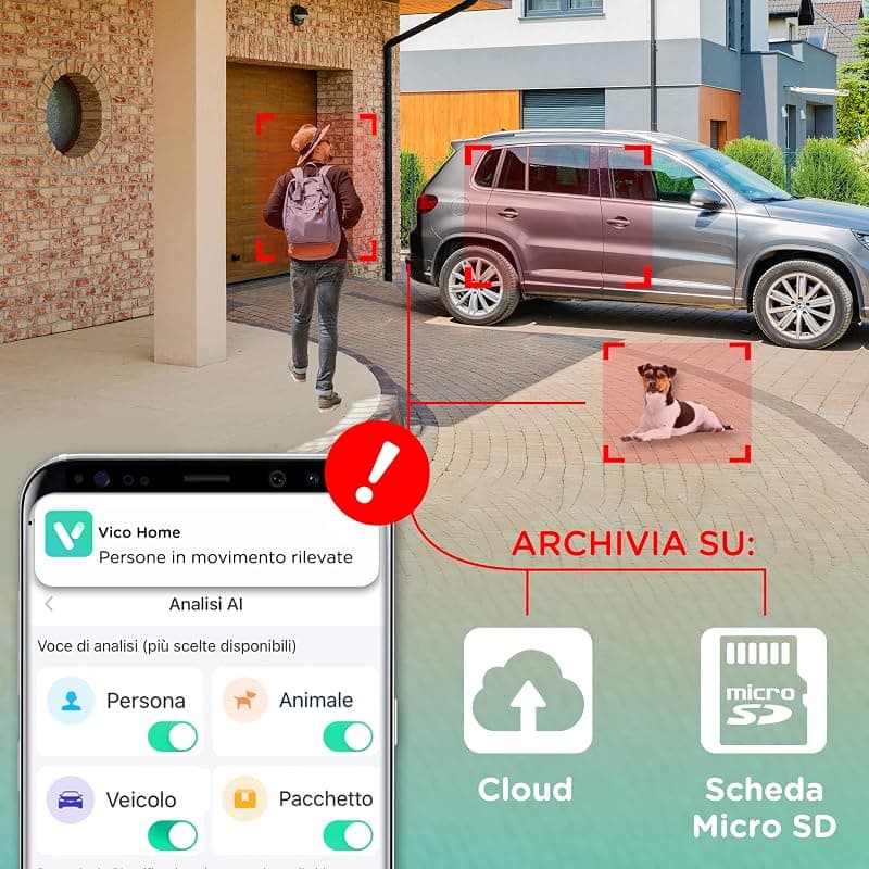 ATLANTIS telecamera motorizzata Volta Pro PT A16-VL66P, 360° PTZ, Wi-Fi senza fili interno esterno a batteria ricaricabile,pannello solare,videocamera sorveglianza,visione — miniatura 6