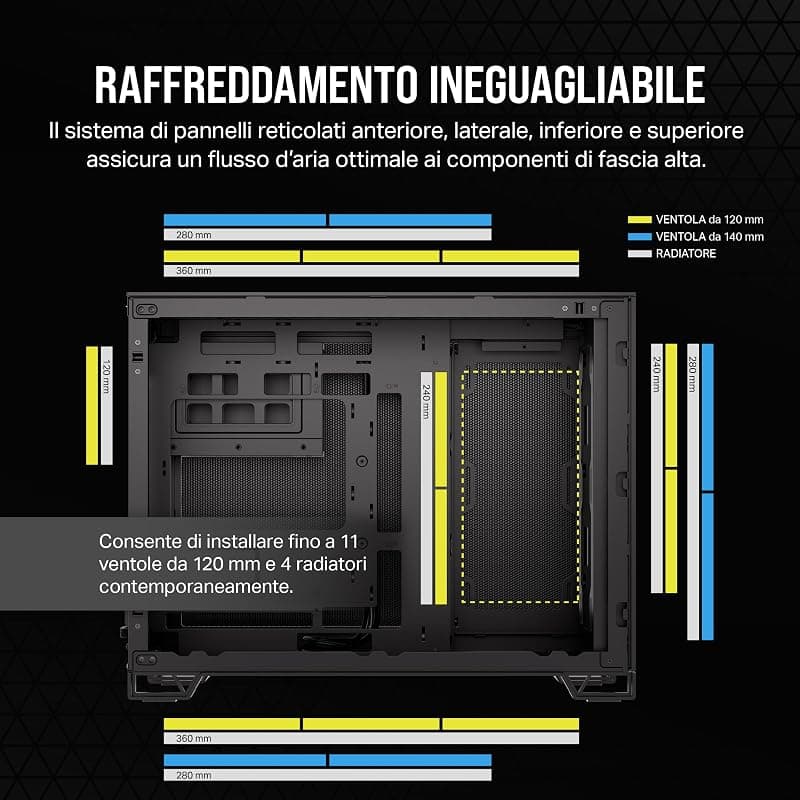 CORSAIR 2500D AIRFLOW mATX PC Case - Nessuna Ventola Inclusa - Design a Doppia Camera - Ampia Flessibilità di Raffreddamento - Compatibile con Schede Madri a Connessione Inversa — miniatura 5