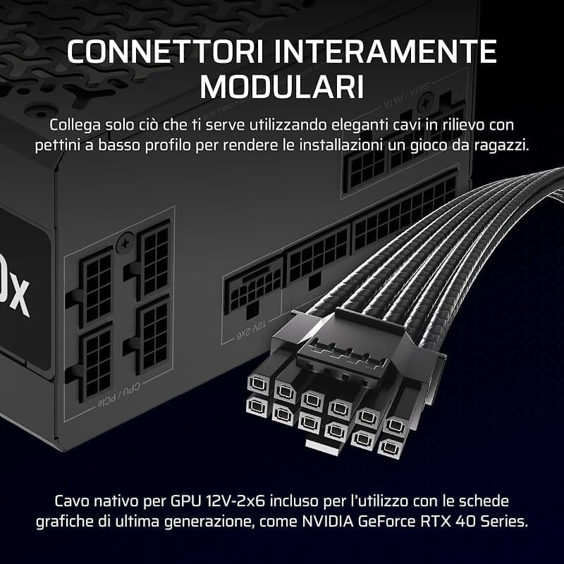 CORSAIR RM750x Alimentatore ATX a Basso Rumore Completamente Modulare – Compatibile con ATX 3.1 – Supporto PCIe 5.1 – Efficienza Cybenetics Gold – Connettore Nativo 12V-2x6 – Nero — miniatura 5