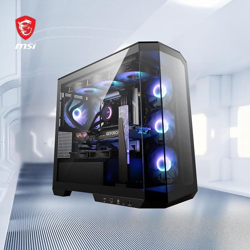 MSI MAG PANO M100R PZ Micro-ATX Case - 3 ventole ARGB da 120 mm e 1 ventola ARGB da 120mm, supporto per GPU, filtri antipolvere, spazio per il routing dei cavi di 33 mm, USB — miniatura 7