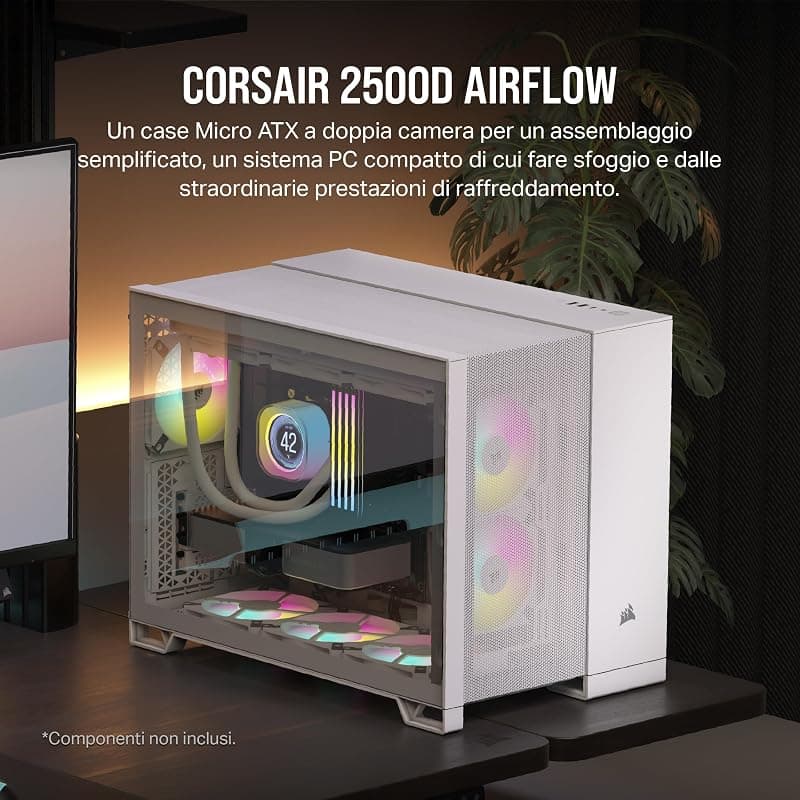 CORSAIR 2500D AIRFLOW mATX PC Case - Nessuna Ventola Inclusa - Design a Doppia Camera - Ampia Flessibilità di Raffreddamento - Compatibile con Schede Madri a Connessione Inversa — miniatura 2