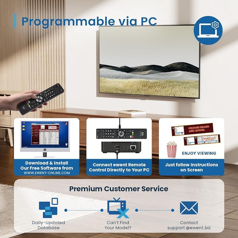 Ewent Ew1570 - Telecomando Universale 4 in 1 Programmabile da PC con Cavo Micro-Usb. per Tv, Decoder Terrestre o Satellitare, Dvd/Blu Ray, Box Multimediali — miniatura 6
