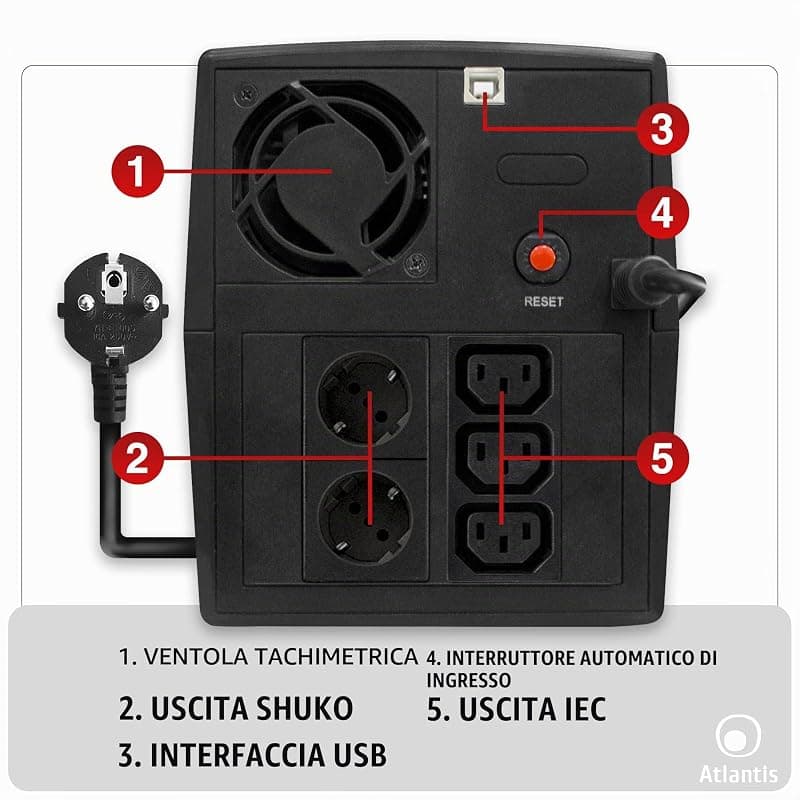 Atlantis UPS Onepower S1200 1200VA/720W con AVR A03-S1200 — miniatura 3