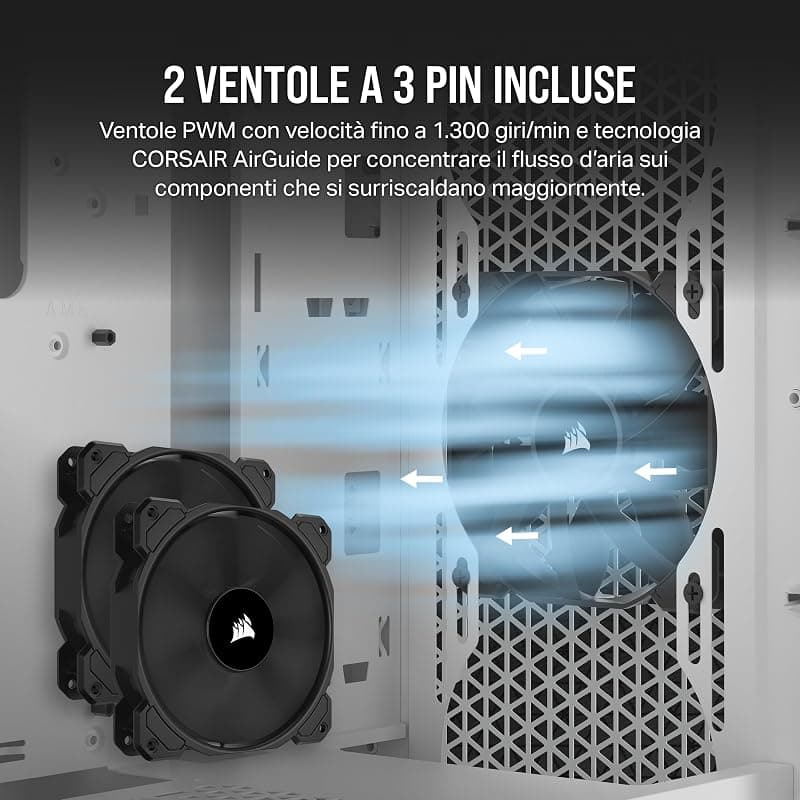 CORSAIR 3000D AIRFLOW Case per PC Mid-Tower – 2 Ventole SP120 ELITE - Supporto di GPU a Quattro Slot – Spazio per Alloggiare Fino a 8 Ventole da 120 mm – Design con Flusso D’aria — miniatura 4