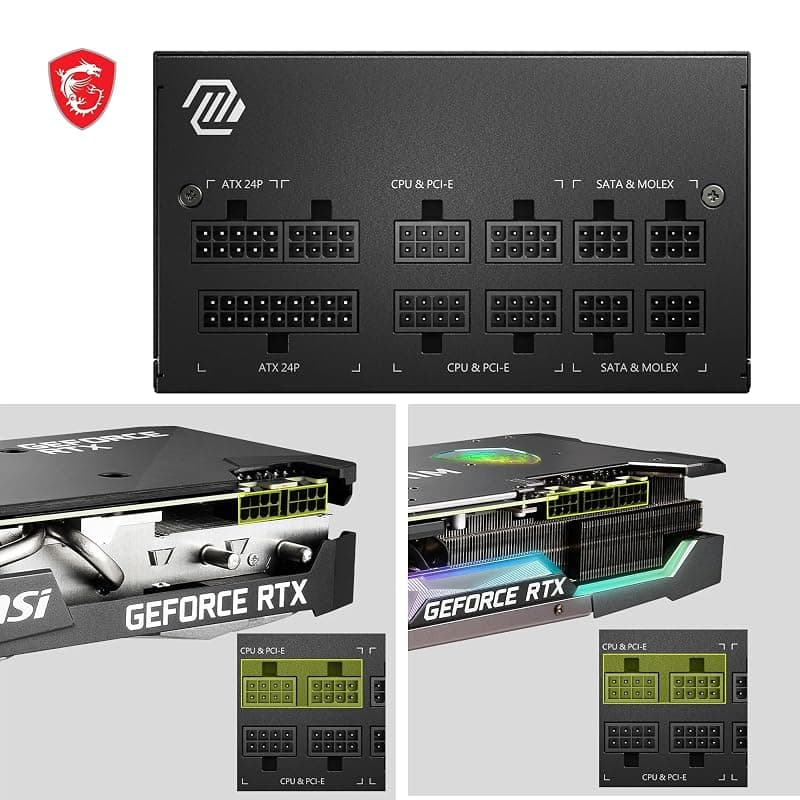 MSI MAG A650GL Alimentatore, Certificazione 80 PLUS Gold, Completamente Modulare, con Ventola FDB da 120 mm con Cuscinetto a Fluido Dinamico, Architettura Full-Bridge LLC — miniatura 4
