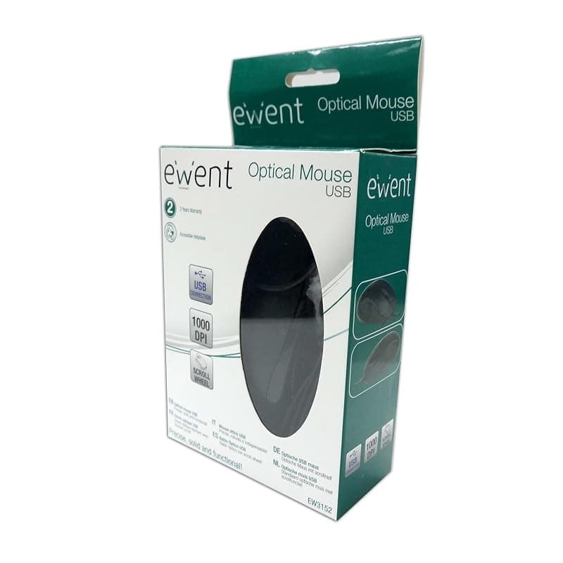 Ewent Mouse Ottico USB, 1000 Dpi, Cavo 145 Cm, Nero, (EW3152) — miniatura 3
