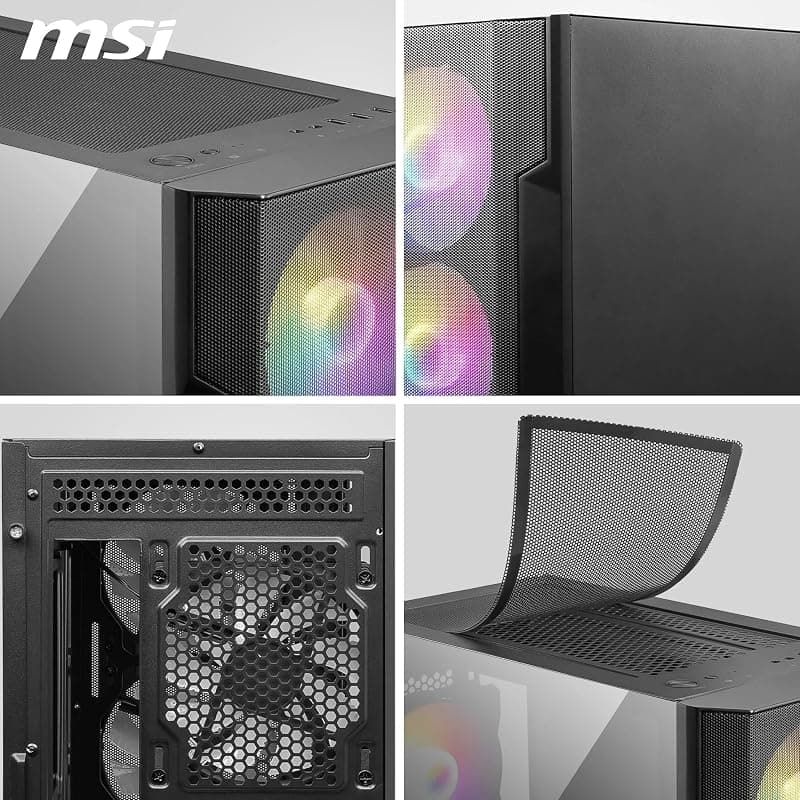 MSI MAG FORGE M100R Mini-Tower PC Case - Vetro temperato, Micro-ATX Mini-ITX, pannello frontale Mesh, 4 ventole ARGB (120mm) con controller Hub, filtro antipolvere magnetico — miniatura 6
