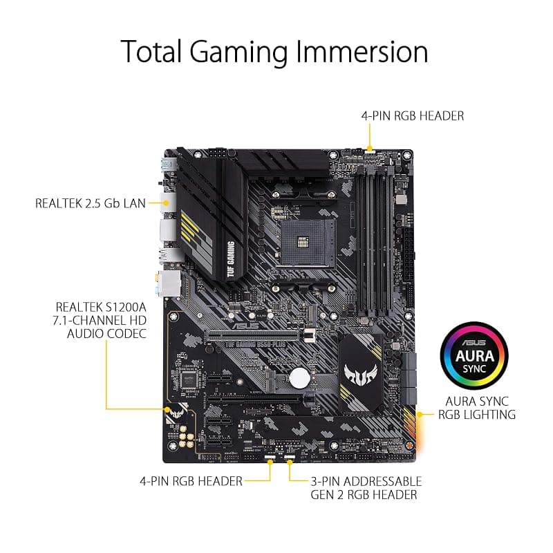 ASUS TUF GAMING B550-PLUS, Scheda Madre AMD ATX, Slot DDR4, Nera — miniatura 3