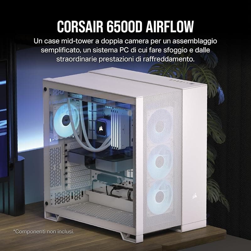 CORSAIR 6500D AIRFLOW Mid-Tower ATX PC Case - Nessuna Ventola Inclusa - Design a Doppia Camera - Ampia Flessibilità di Raffreddamento - Compatibile con Schede Madri a Connessione — miniatura 3
