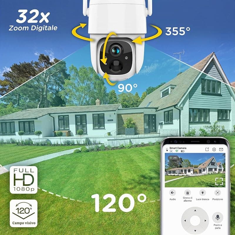 ATLANTIS telecamera motorizzata Volta Pro PT A16-VL66P, 360° PTZ, Wi-Fi senza fili interno esterno a batteria ricaricabile,pannello solare,videocamera sorveglianza,visione — miniatura 4
