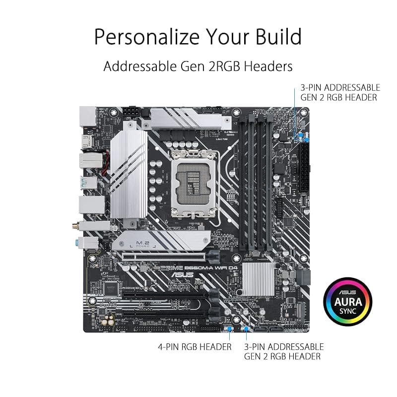 ASUS PRIME B660M-A WIFI D4, Scheda Madre mATX, Slot DDR4, Nera — miniatura 4