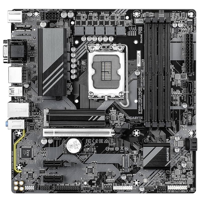 GIGABYTE B760M DS3H GEN5 Scheda Madre – Supporta CPU Intel Core 14ª generazione, VRM digitale a 6+2+1 fasi, fino a 5600 MHz DDR4, 2 x M.2 PCIe 4.0, LAN 2.5GbE, USB 3.2 Gen2 — miniatura 2
