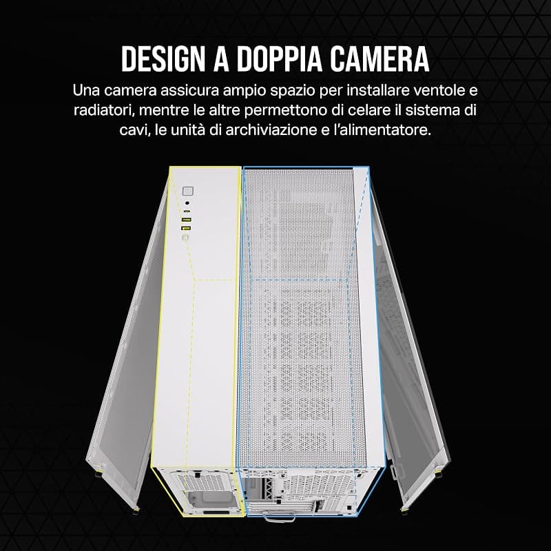 CORSAIR 2500D AIRFLOW mATX PC Case - Nessuna Ventola Inclusa - Design a Doppia Camera - Ampia Flessibilità di Raffreddamento - Compatibile con Schede Madri a Connessione Inversa — miniatura 3