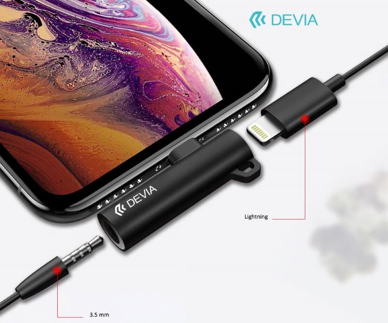 Devia Adattatore Audio Jack 3,5 " a Lightining Apple + Ricarica Silver DEADLJ574S