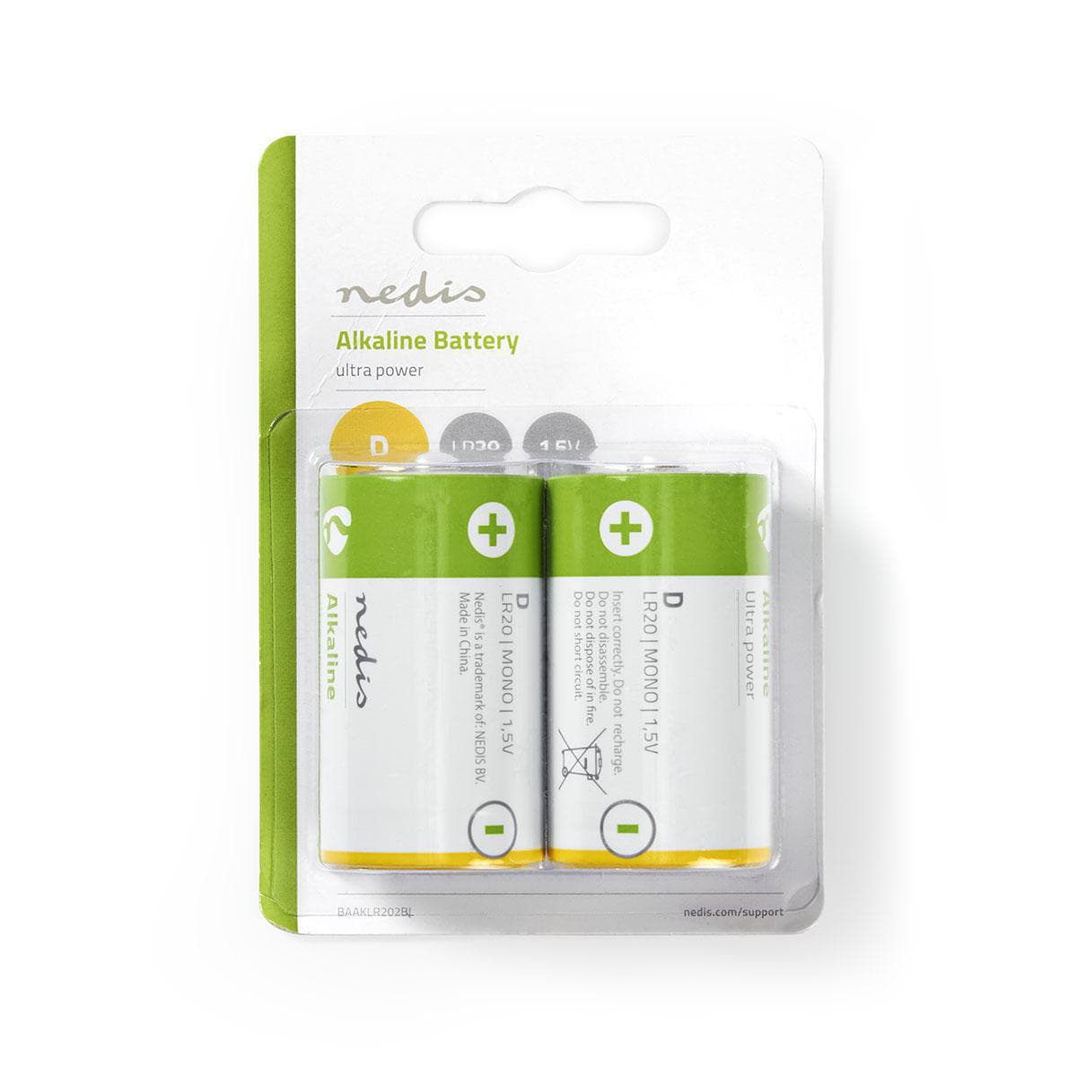 Nedis Batteria Alcaline Tipo D 2PZ BAAKLR202BL
