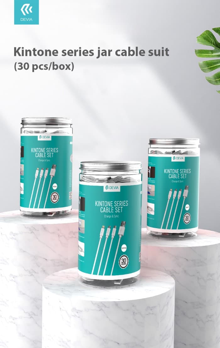 Devia Barattolo V2 30 Cavi Type-C 5V 2.1A Bianchi DECBOXC310