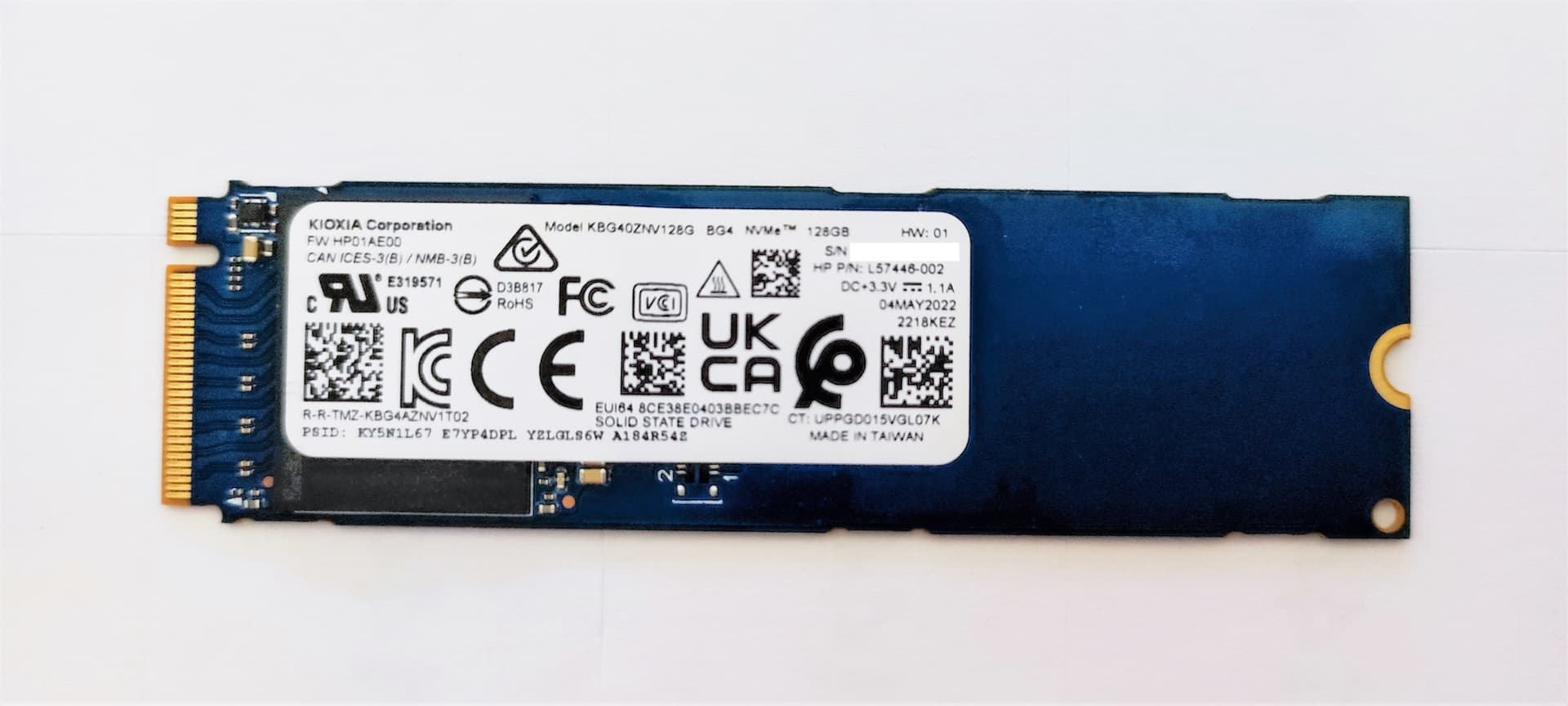 Kioxia Solid State Drive SSD 128GB M.2 NVMe PCIe L57446-002 kbg40znv128g OEM Bulk