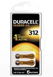 Duracell Pila per Apparecchi Acustici 1,4V Senza Mercurio Pacco da 6 PZ 312 Marrone
