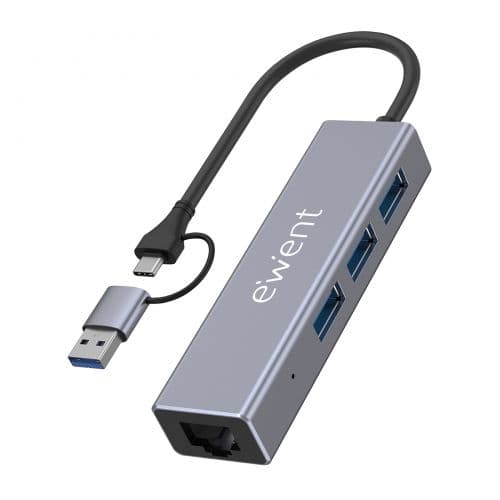 Ewent Hub-A 3.2 3P + RJ45 Gigabit EW1159