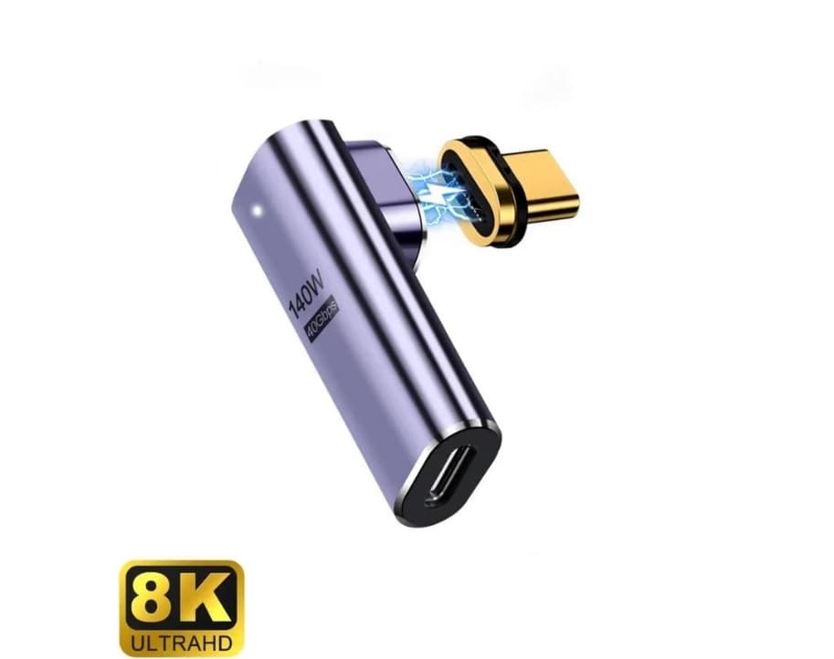 Ewent Adattatore Magnetico USB-C a 90° USB-4 PD 100W 8K 60Hz EC1049