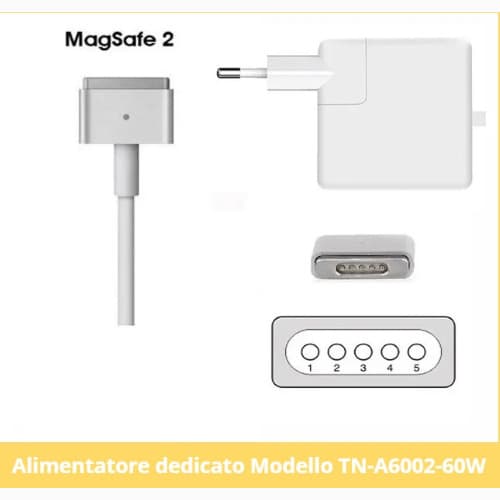 Tecnonew Alimentatore Compatibile per MacBook MAGSAFE2 16,5V 3,65A TN-A6002-60W