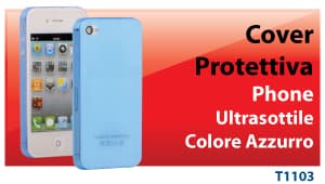 Hantol Cover Ultra Sottile 3 MM per iPhone 4/4S Colore Trasparente/Azzurro T1103