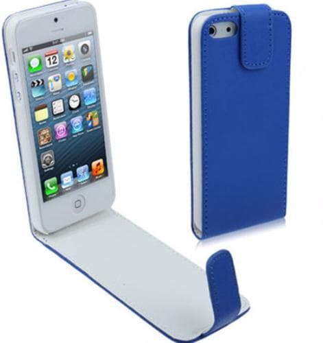 Mediaking Cover in Semipelle a Flip Protettiva per iPhone 5 Blu MKFLIP01B