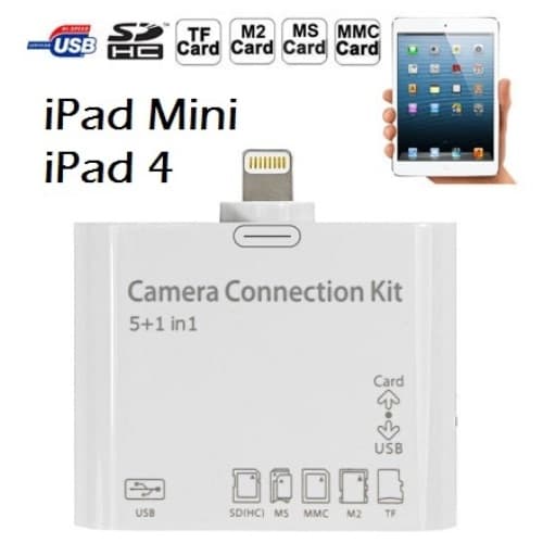 Mediaking Card Reader 5 in 1 Lettore Card e USB 2.0 per iPad 4 - Mini MKCAB070-C