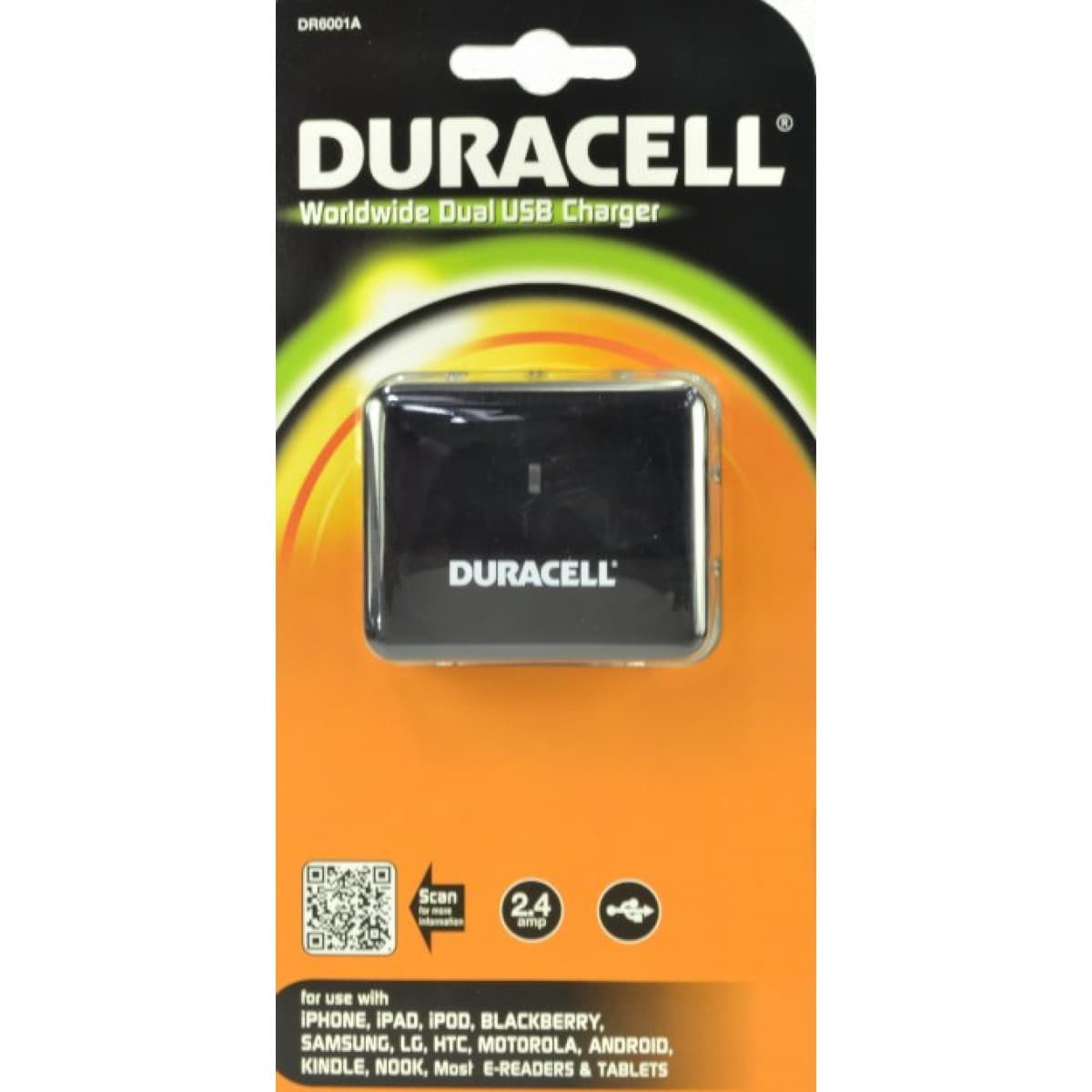 Duracell Worldwide USB Charger Doppio Caricatore Universale di Rete DR6001A-UK