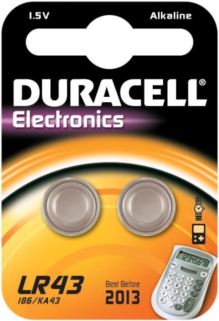 Duracell Plus Coin Cell 1,5V Confezione da 2 PZ LR43 186 KA43