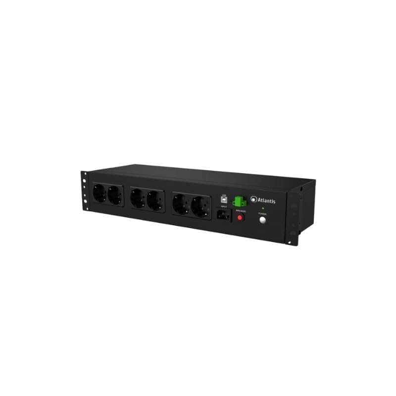 UPS Atlantis A03-PDU1000-RC Rack OFF Line 800VA (480W) per Rack 19" Corti (153MM) Batteria 12V 9AH 8P Schuko in Backup