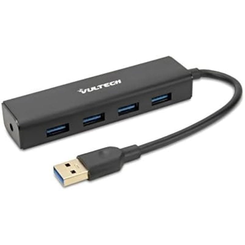 VulTech HU-04USB3 Hub USB 3.0 4 Porte SuperSpeed, Adattatore Multipresa USB Alta Velocità 5Gbps, Alimentazione tramite USB, Design Compatto per PC, Laptop, MacBook, Plug & Play
