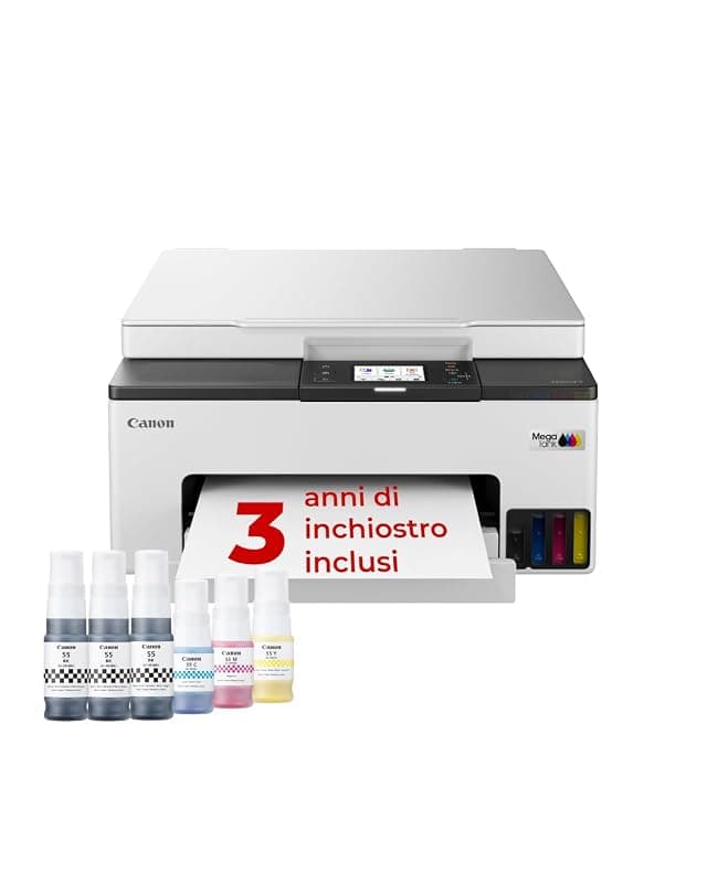 Canon Stampante WiFi per Casa e Ufficio MAXIFY GX1050 - Stampante Multifunzione MegaTank con Scanner e Fotocopiatrice per Casa | Connettività WiFi, Ethernet e USB | Include 6