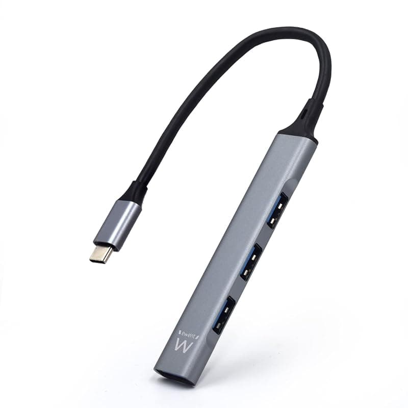 Ewent EW1145 Hub USB C, Hub 4 porte Ultra Slim Data, Hub con 3 porte USB A 2.0, 1 porta USB A 3.2, Hub Slim tipo A per Macbook Pro/Air, Laptop, PS5/PS4 e sistemi Mac OS, Windows