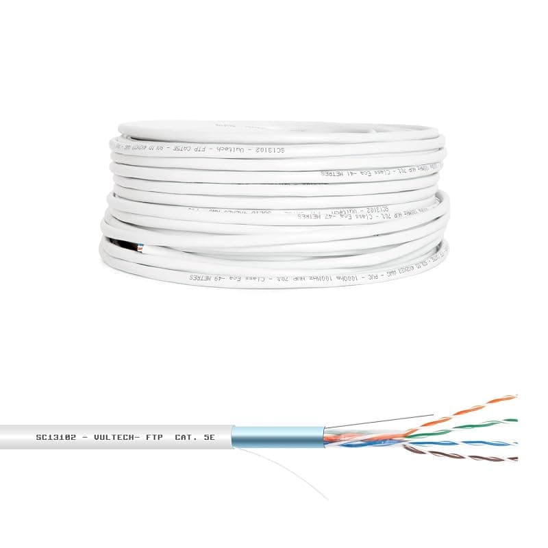 VulTech SC13102-50 Bobina Matassa Lan Categoria 5e FTP 50 Metri 23AWG Ethernet cavo rete impianti alta velocità 1Gbps 50m Cat5e, 100 Ohm, 10/100/1000 Mbps
